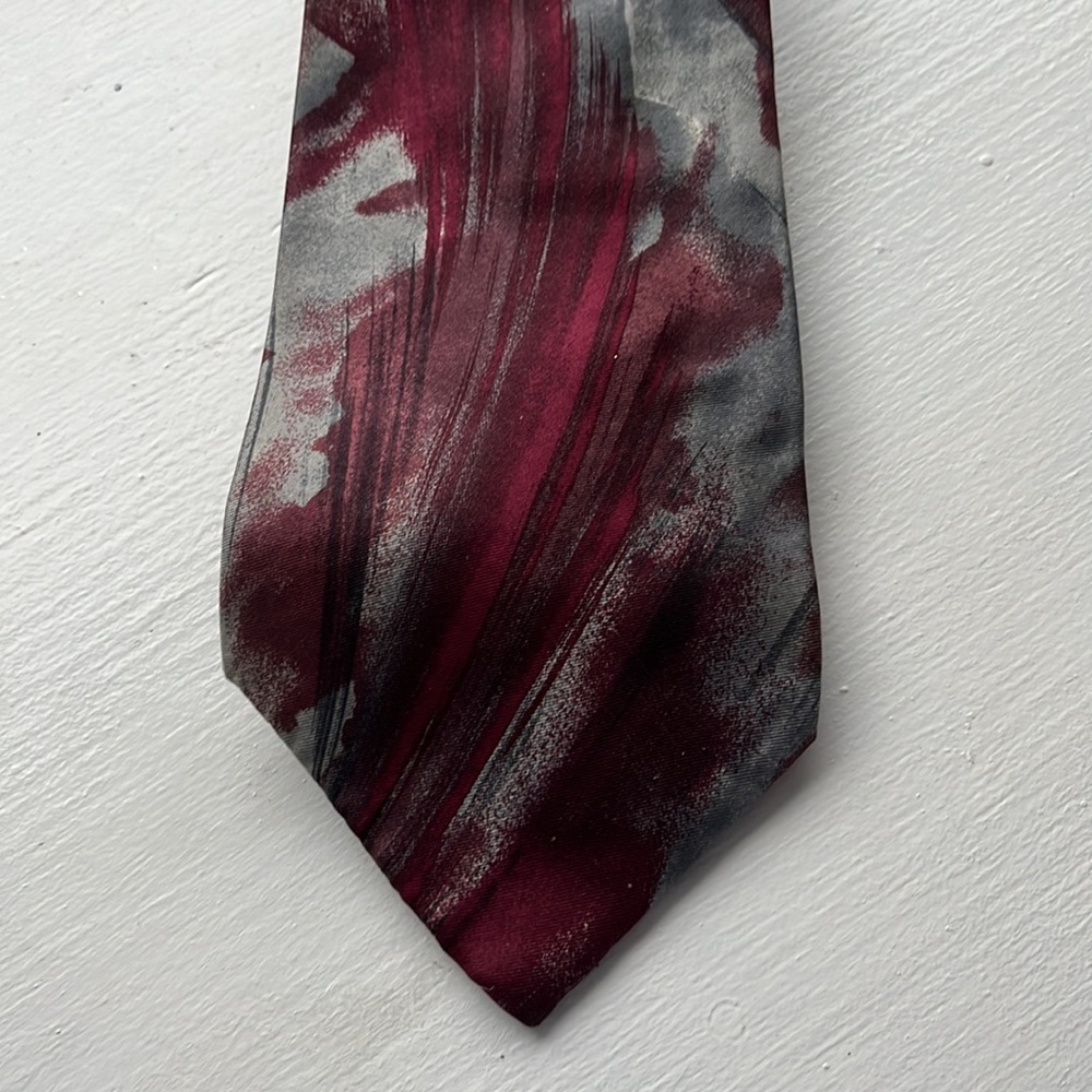 Contissima Vintage Men's Abstract Silk Tie Burgundy Gray Italy